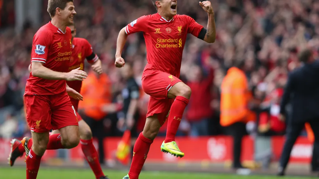 Philippe Coutinho z Liverpoolu slaví vítězný gól