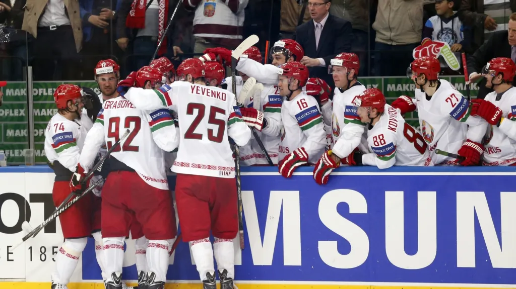 Slavící hokejisté Běloruska