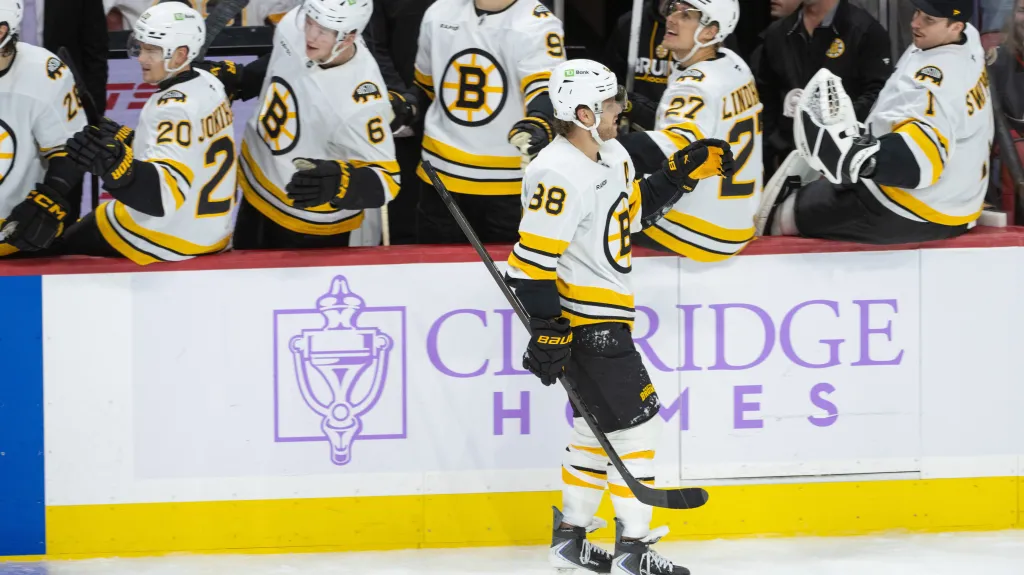 David Pastrňák oslavující gól