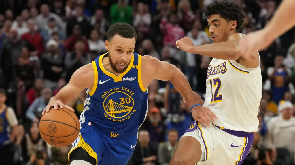 Stephen Curry v nájezdu proti Lakers