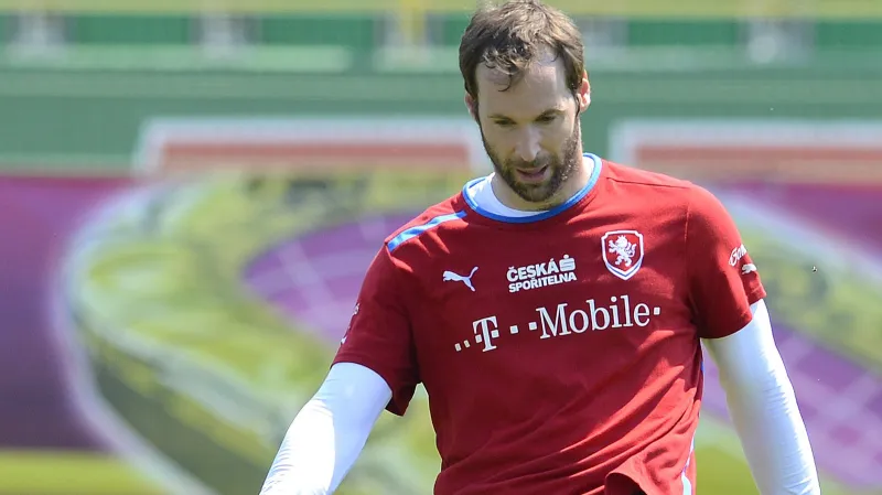 Brankář Petr Čech na tréninku reprezentace