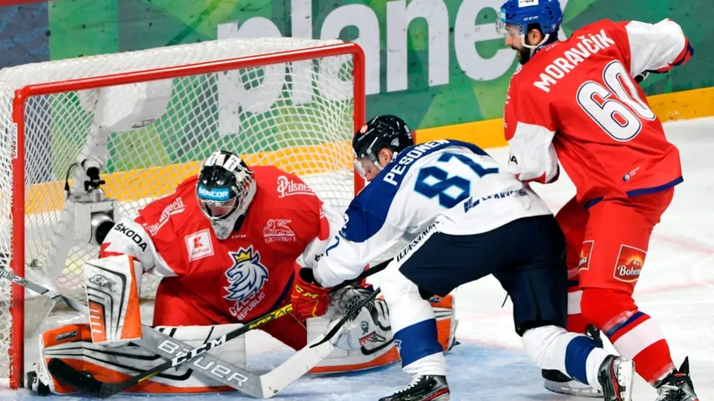 Brankář Marek Langhamer v utkání proti Finsku