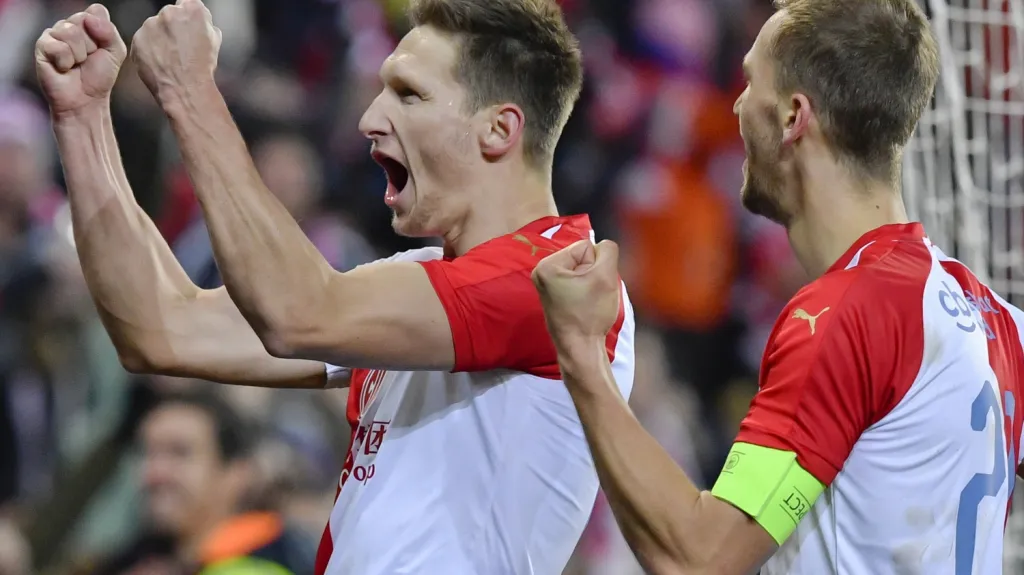 Milan Škoda se raduje z branky