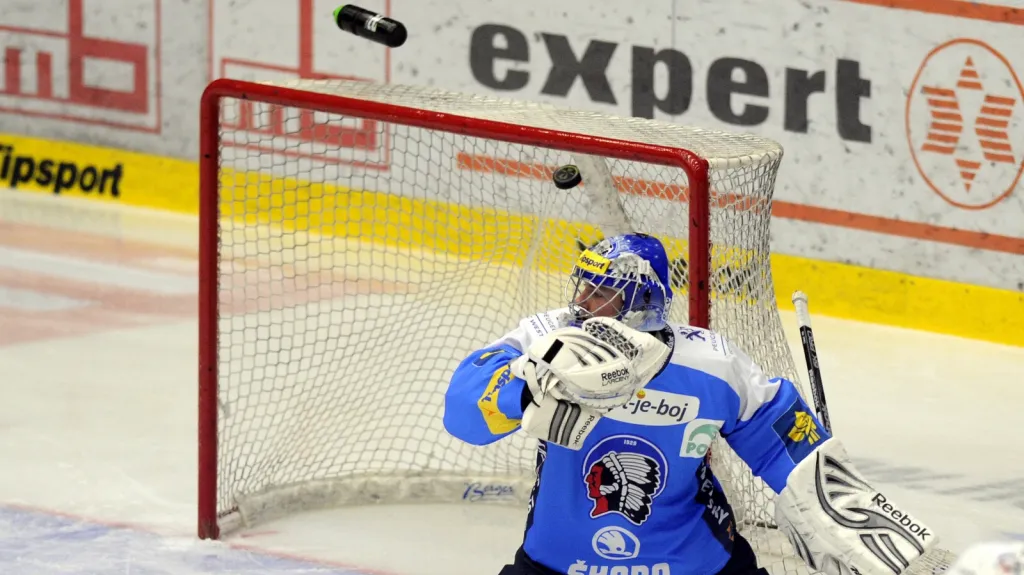 Brankář Plzně Marek Mazanec inkasuje