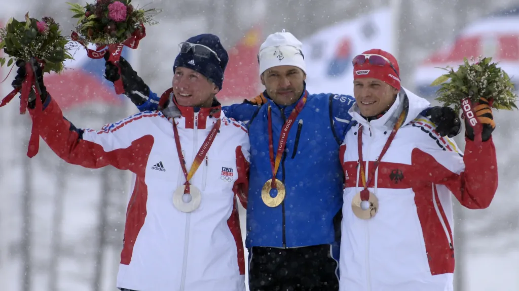 Lukáš Bauer a Andrus Veerpalu na olympijských hrách v Turíně