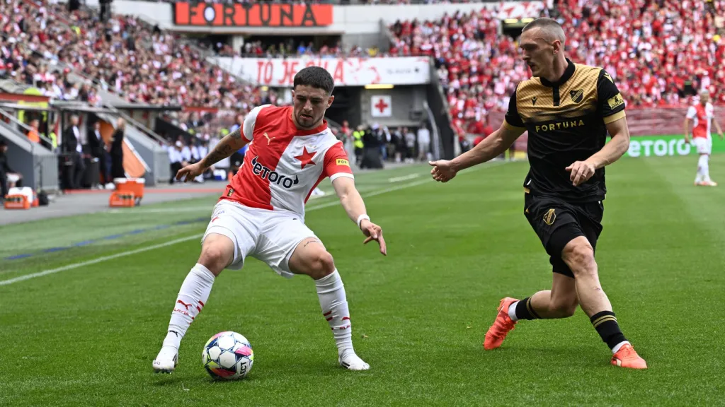 Utkání 5. kola nadstavby první ligy mezi Slavií a Baníkem