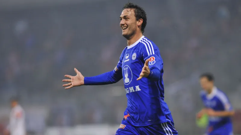 Doležal slaví gólovou trefu za Sigmu