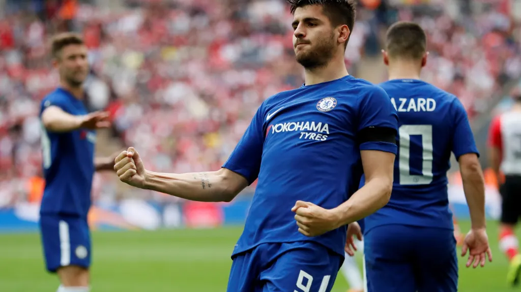 Slavící Álvaro Morata z Chelsea