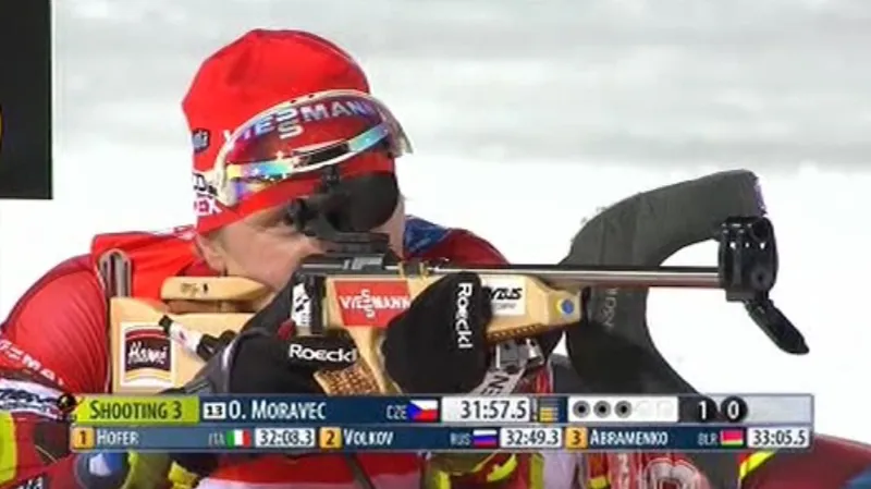 Sestřih ze závodu biatlonistů na 20 km