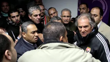 Strkanice v útrobách stadionu v Port Saíd