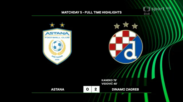 Sestřih utkání Astana – Dinamo Záhřeb
