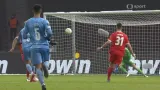 Gól v utkání Union Berlín - Slavia Praha: Schranz - 0:1 (50. min.)