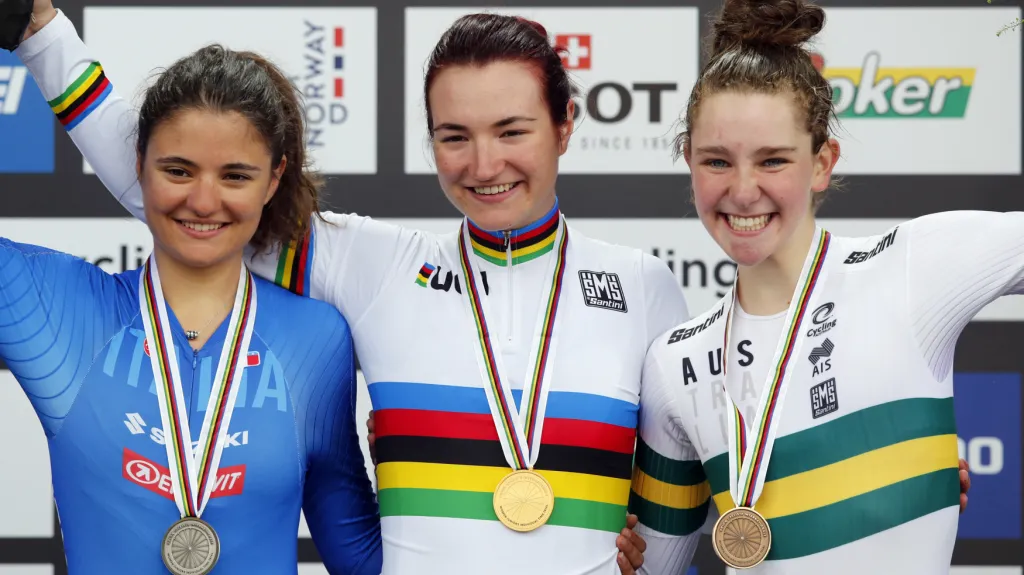 Trojice nejlepších z časovky juniorek