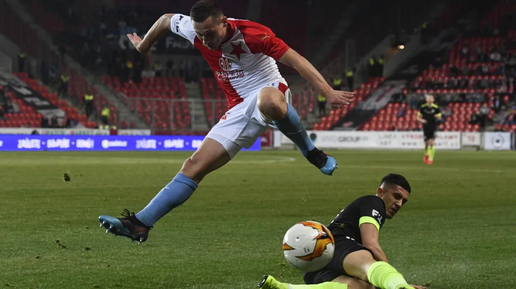 Jan Bořil v utkání s Libercem