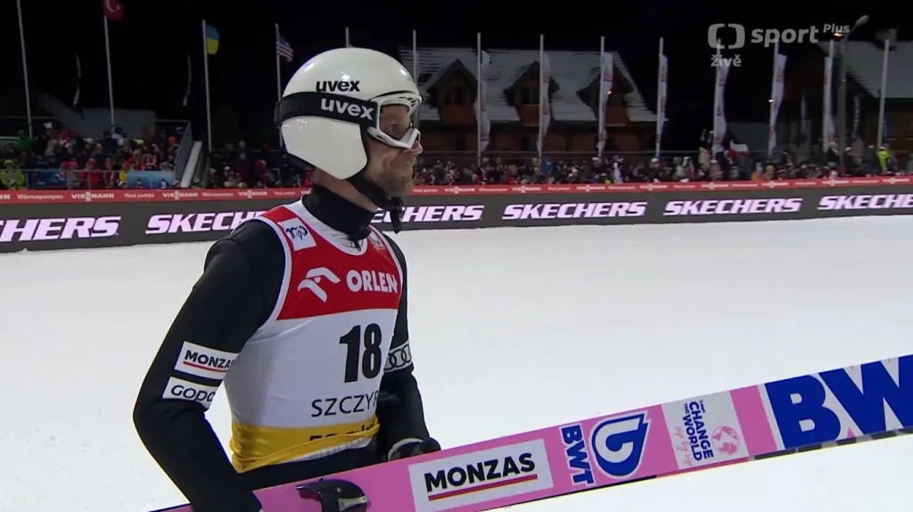 Nepovedený skok Romana Koudelky ve zrušeném závodě v Szczyrku