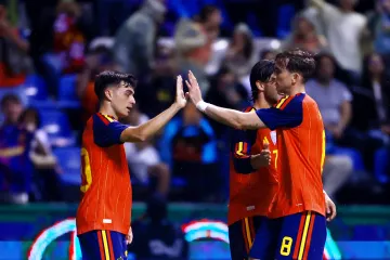 Španělští fotbalisté se radují z gólu