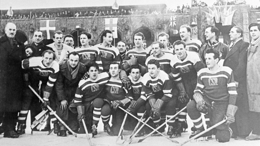 Českoslovenští mistři světa z roku 1949, většina z nich byla nespravedlivě odsouzena v politickém procesu