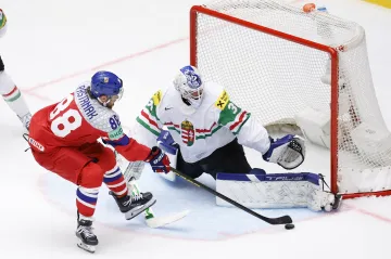 David Pastrňák v duelu s Maďarskem