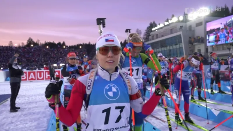 Sestřih stíhacího závodu biatlonistek v Novém Městě