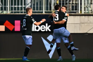 Jiří Sláma slaví gól Jablonce v zápase s Varaždínem