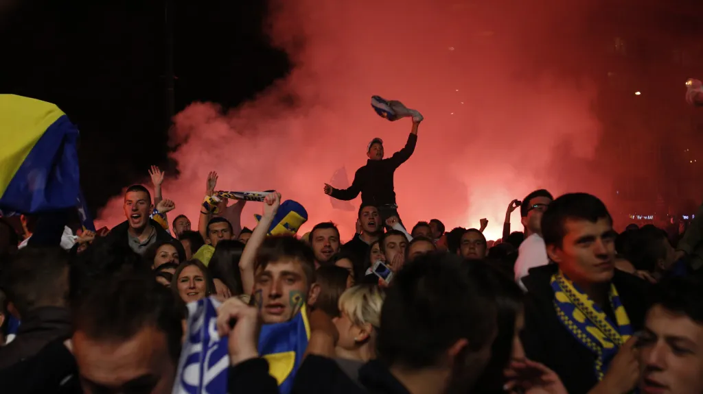Fanoušci Bosny a Hercegoviny slaví v Sarajevu