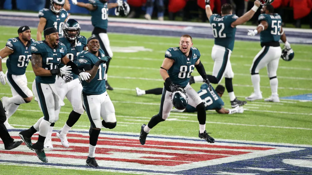 Radost hráčů Philadelphie Eagles