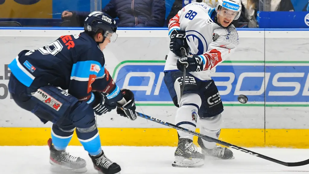 Plzeňský útočník Petr Kodýtek v akci v utkání proti Liberci