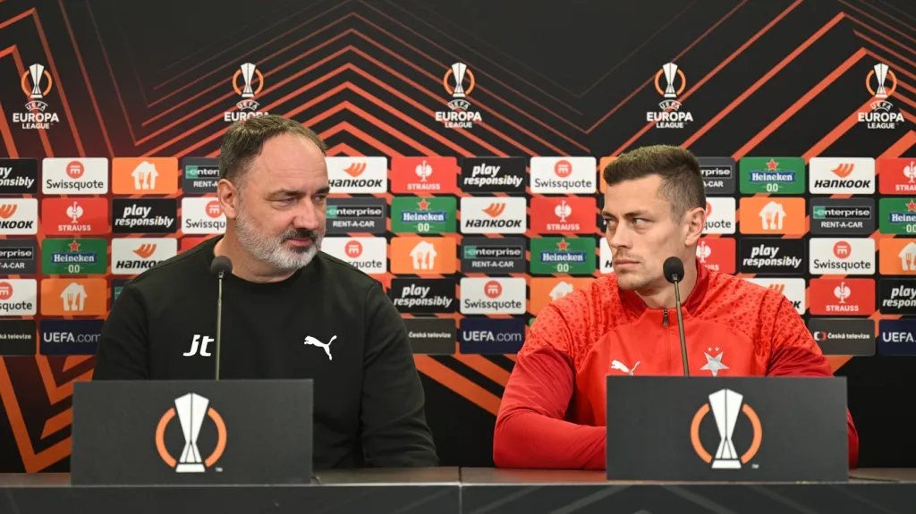 Trenér Jindřich Trpišovský a Tomáš Holeš