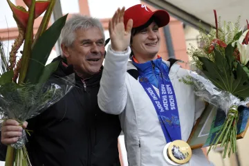 Martina Sáblíková s trenérem Novákem