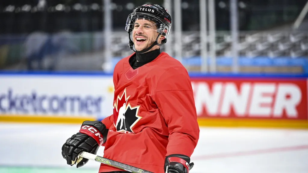 Sidney Crosby na tréninku před MS