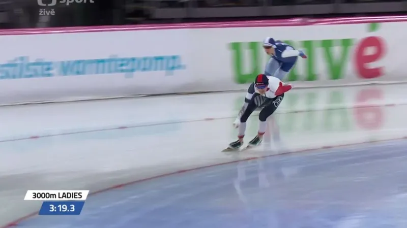 Jízda Sáblíkové na trati 3000 metrů v rámci MS ve víceboji