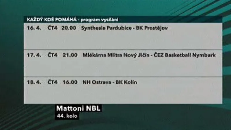 Program vysílání 44. kola NBL