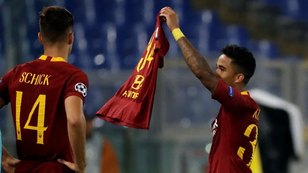 Justin Kluivert s Patrikem Schickem z AS Řím