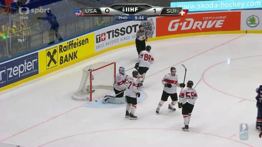 Gól v utkání USA - Švýcarsko: Smith - 1:1 (31. min.)