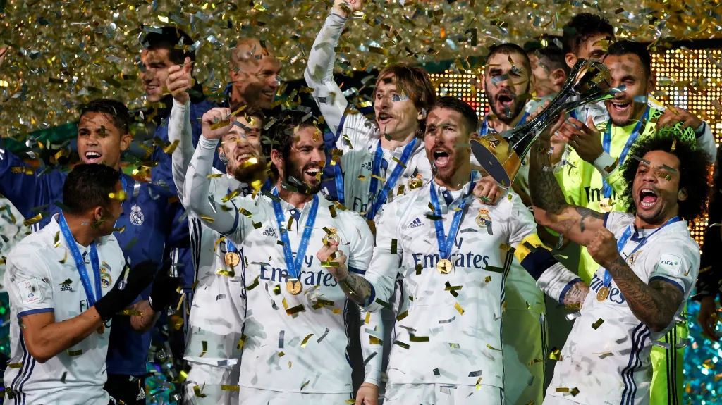 Radost fotbalistů Realu Madrid po vítězství na MS klubů
