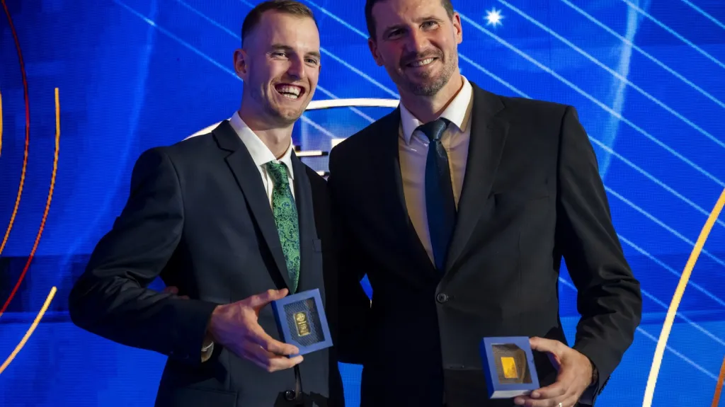 Jan Štefela s trenérem Jaroslavem Bábou