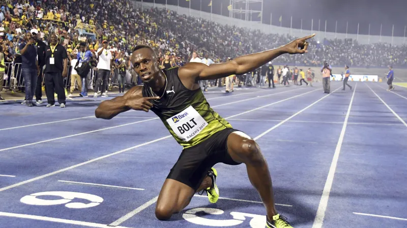 Usain Bolt po posledním závodu na Jamajce