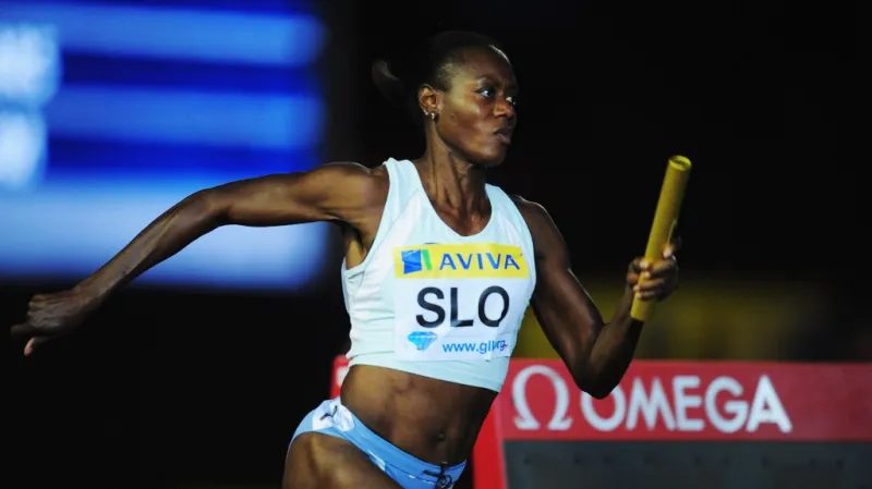 Merlene Otteyová jako členka slovinské štafety