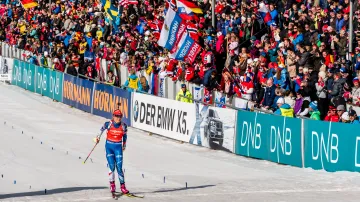 Gabriela Koukalová v cíli stíhacího závodu