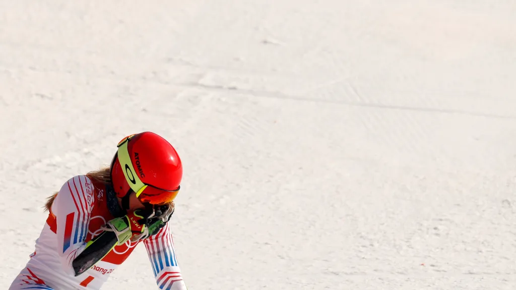 Mikaela Shiffrinová se raduje ze zlaté medaile
