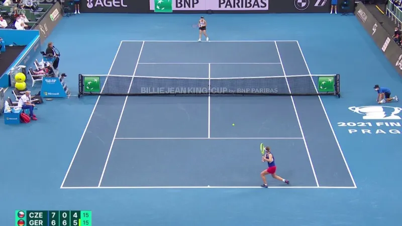 Závěrečný gem v utkání Krejčíková – Kerberová