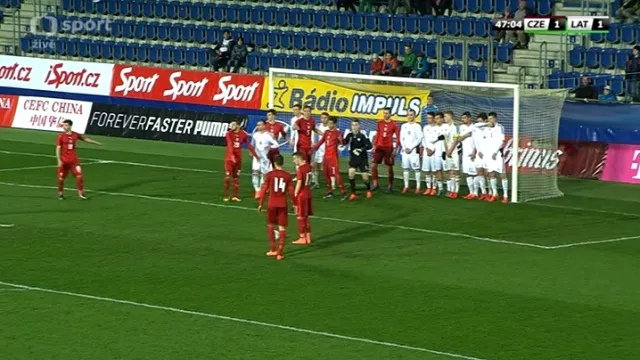 Gól v utkání Česko 21 - Lotyšsko 21: Schick - 2:1 (48. min.)