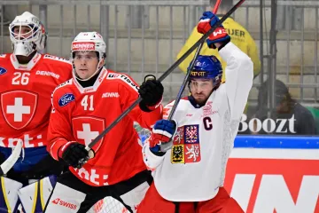 Ondřej Beránek v souboji s Giancarlem Chantonem ze Švýcarska