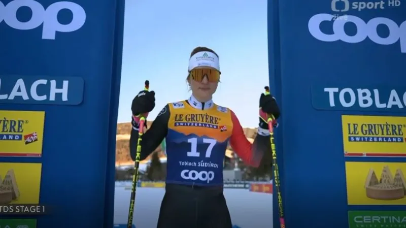 Semifinále sprintu v Toblachu s Kateřinou Janatovou