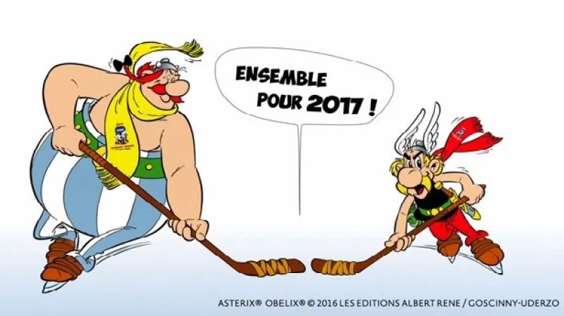 Asterix a Obelix maskoty hokejového MS 2017