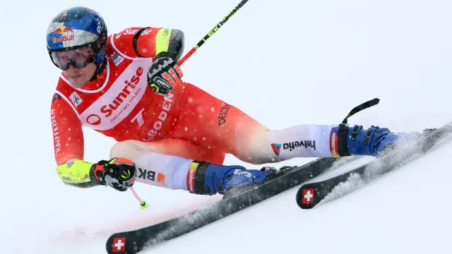 Jízda Marca Odermatta ve druhém kole v Adelbodenu