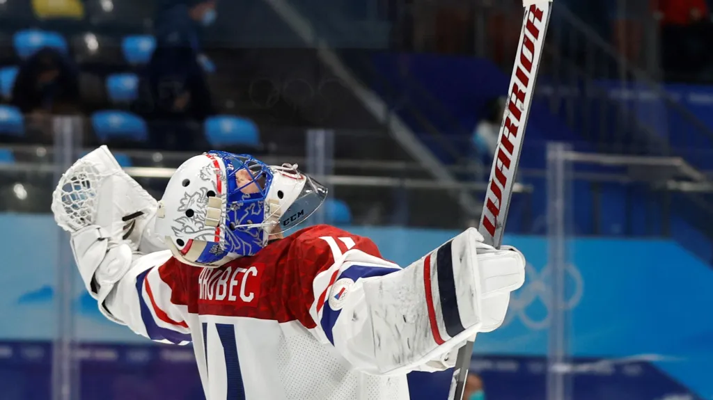 Reprezentační brankář Šimon Hrubec