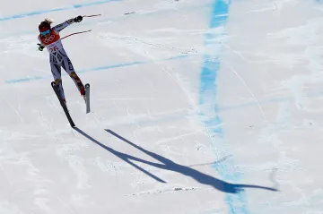 Ester Ledecká během olympijského superobřího slalomu