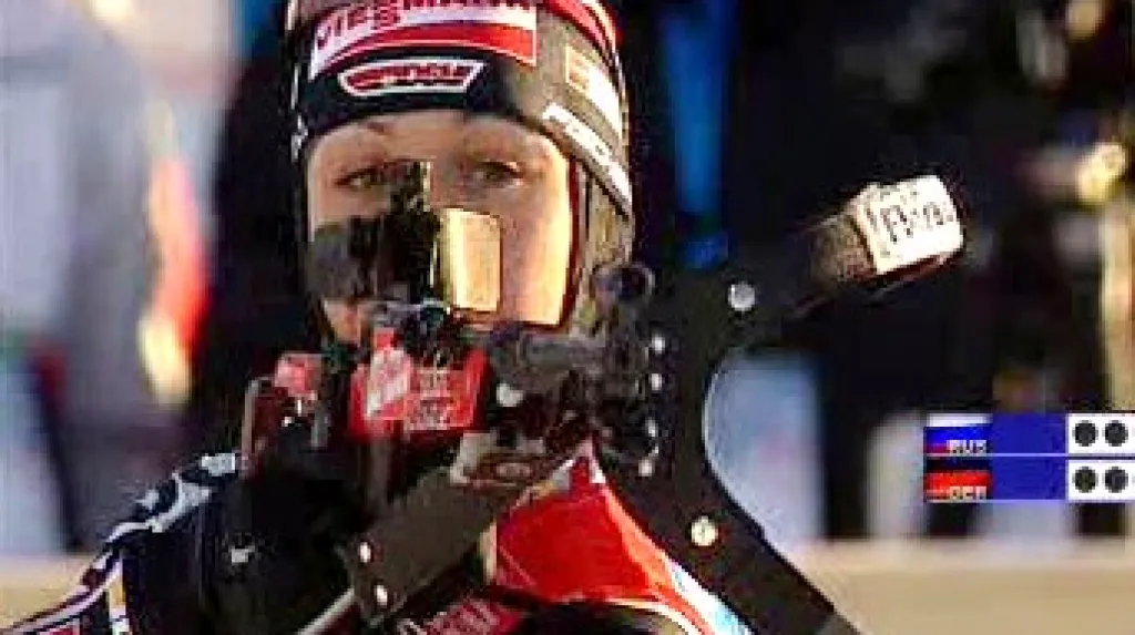 Biatlonistka na střelnici