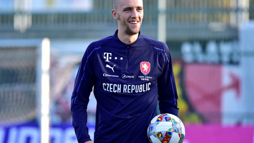 Tomáš Souček na tréninku reprezentace